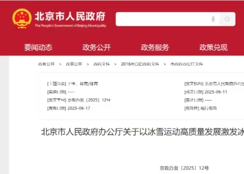 北京市人民当局办公厅关于以冰雪活动高质量发展引发冰雪经济活力的执行定见